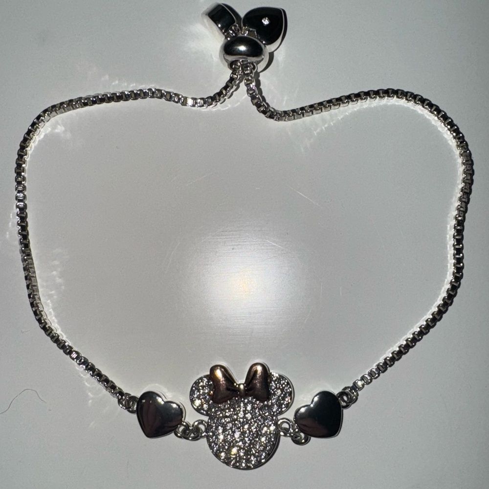 Silver Disney Minnie Mouse Adjustable Bracelet